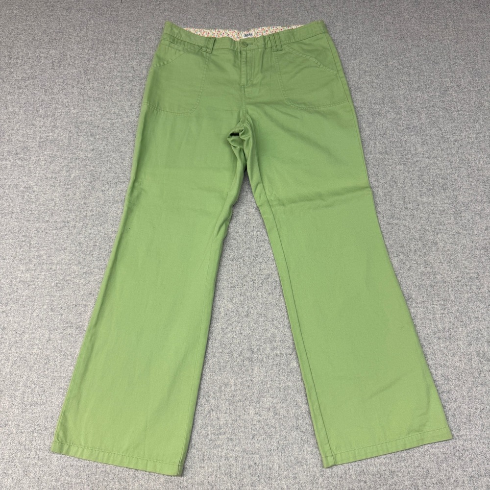 Bass G.H. Bass & Co. Pants Womens 10 Green Cotton Straight Leg Floral Trim 1550